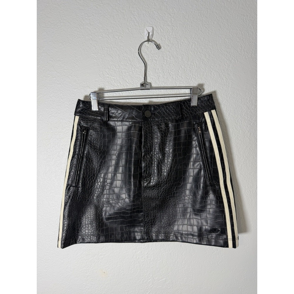 adidas SAMPLE Originals Leather Mini Skirt Black Women Size Small New